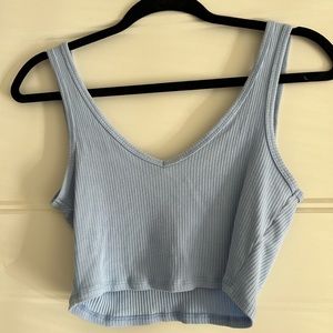 Baby blue ribbed cropped cami